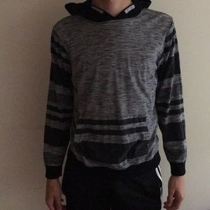 Black and grey long sleeve with hood
